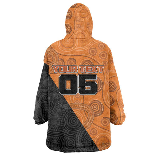 Custom Greater Western Sydney Giants Wearable Blanket Hoodie Aboriginal Snake Dot Art