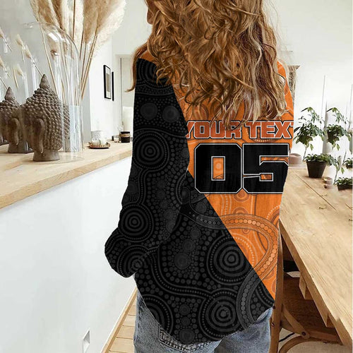 Custom Greater Western Sydney Giants Women Casual Shirt Aboriginal Snake Dot Art