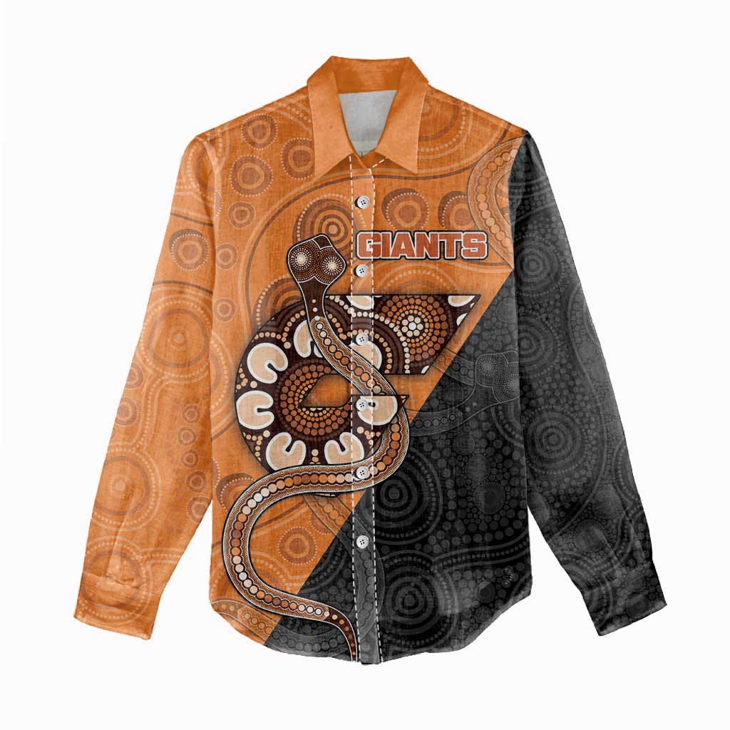 Custom Greater Western Sydney Giants Women Casual Shirt Aboriginal Snake Dot Art