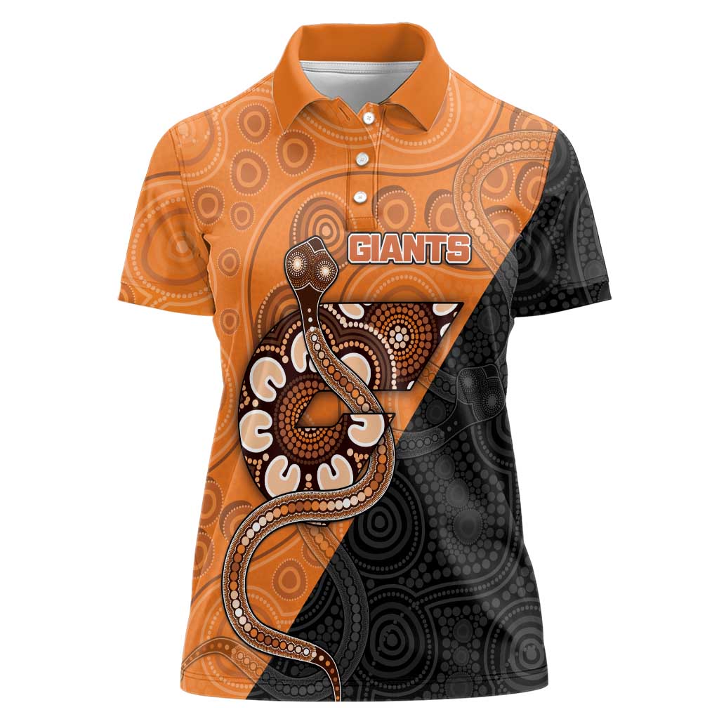 Custom Greater Western Sydney Giants Women Polo Shirt Aboriginal Snake Dot Art