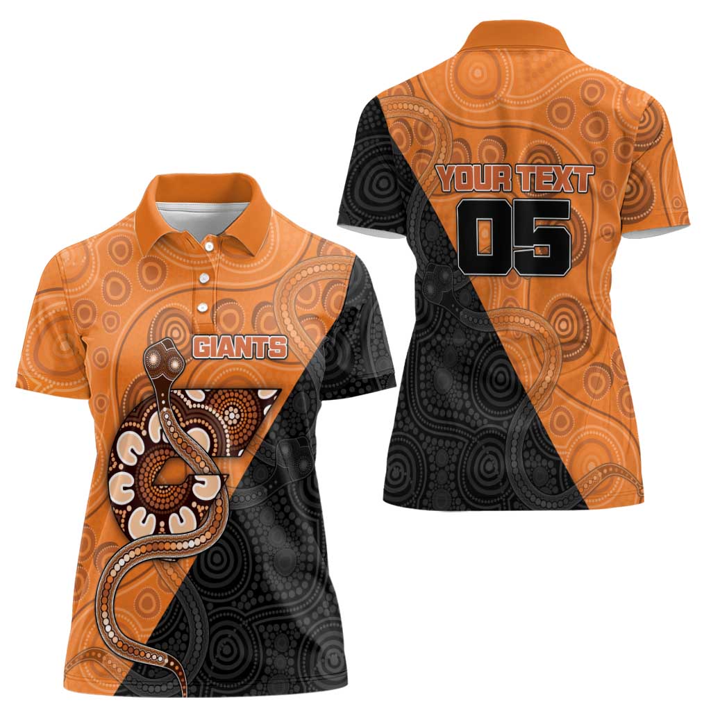 Custom Greater Western Sydney Giants Women Polo Shirt Aboriginal Snake Dot Art