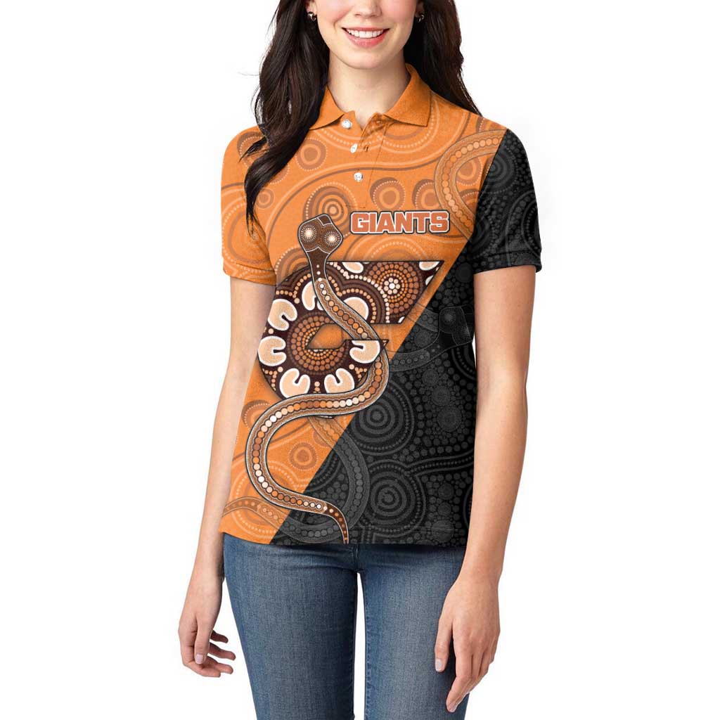 Custom Greater Western Sydney Giants Women Polo Shirt Aboriginal Snake Dot Art