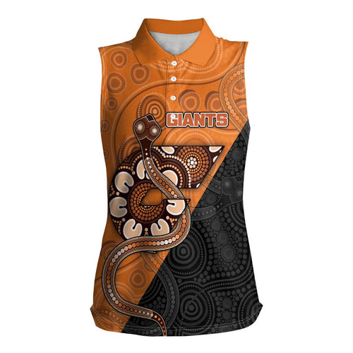 Custom Greater Western Sydney Giants Women Sleeveless Polo Shirt Aboriginal Snake Dot Art