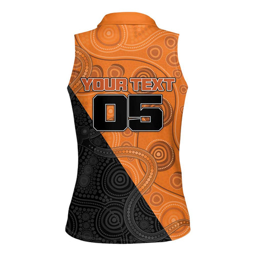 Custom Greater Western Sydney Giants Women Sleeveless Polo Shirt Aboriginal Snake Dot Art