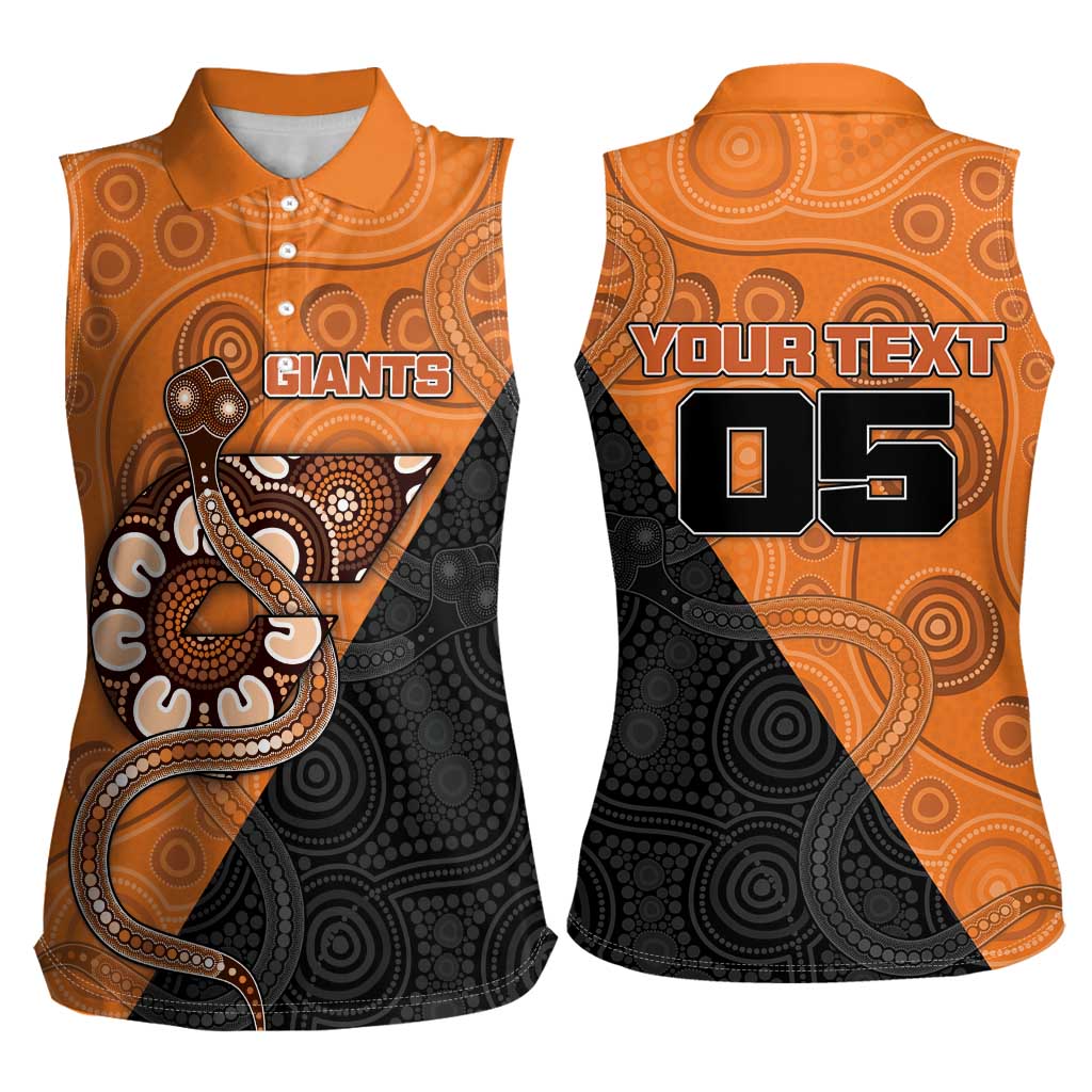 Custom Greater Western Sydney Giants Women Sleeveless Polo Shirt Aboriginal Snake Dot Art
