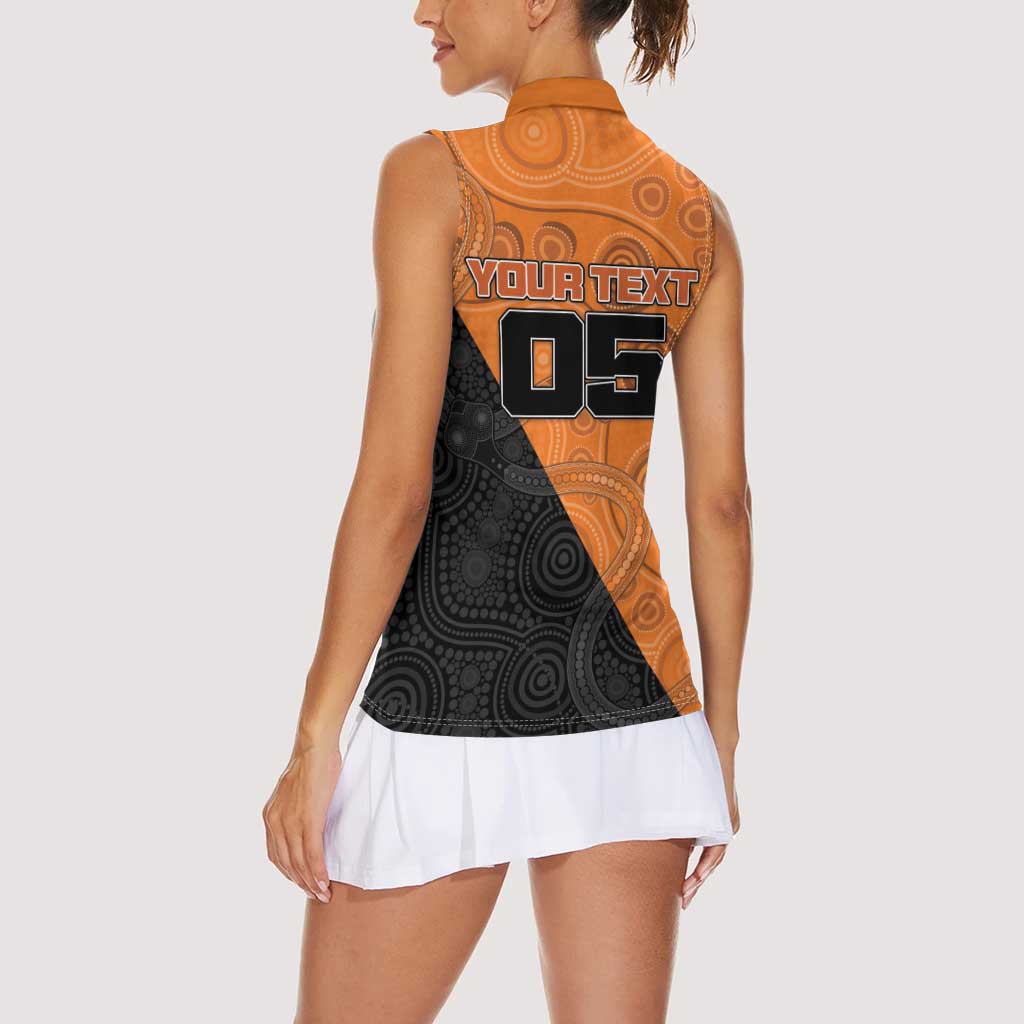 Custom Greater Western Sydney Giants Women Sleeveless Polo Shirt Aboriginal Snake Dot Art