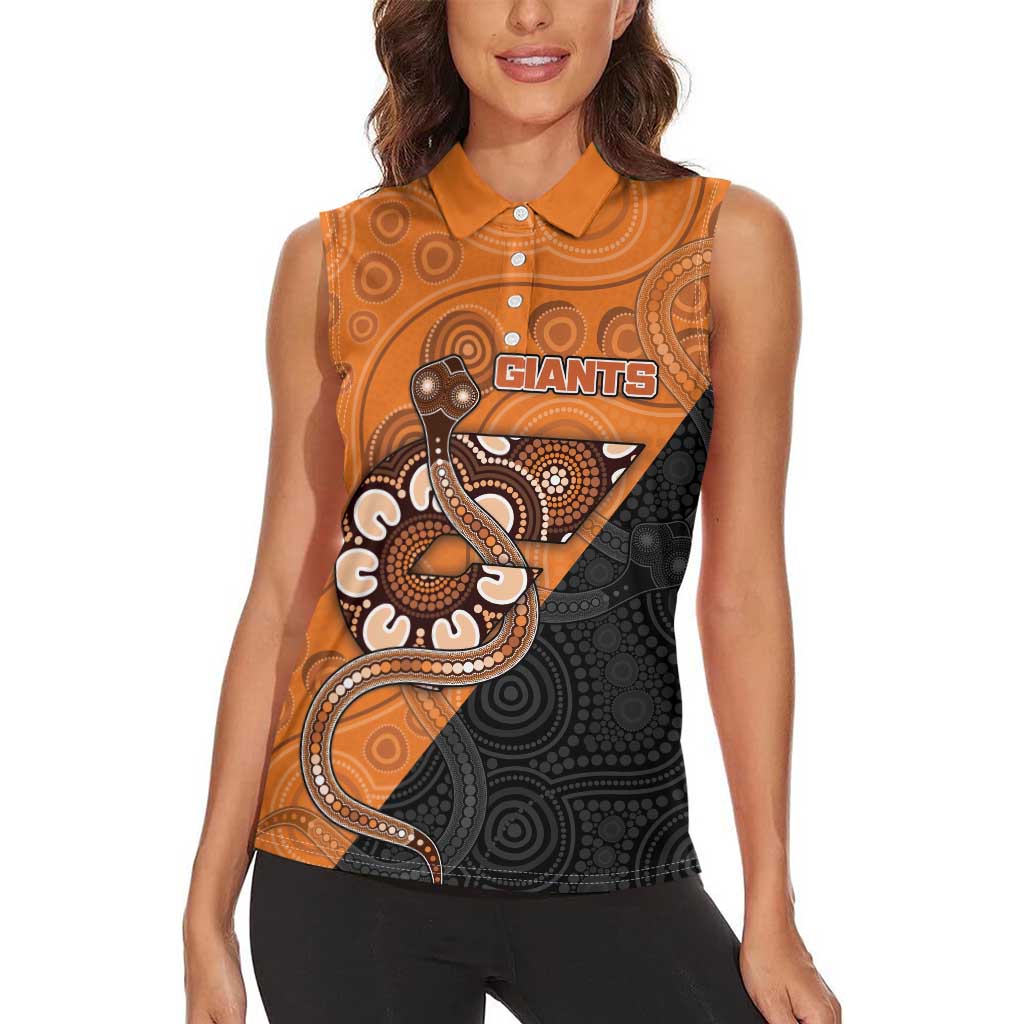 Custom Greater Western Sydney Giants Women Sleeveless Polo Shirt Aboriginal Snake Dot Art