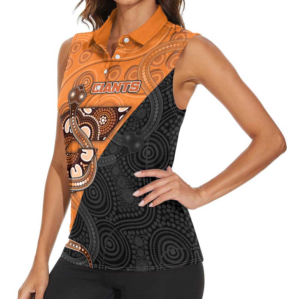 Custom Greater Western Sydney Giants Women Sleeveless Polo Shirt Aboriginal Snake Dot Art