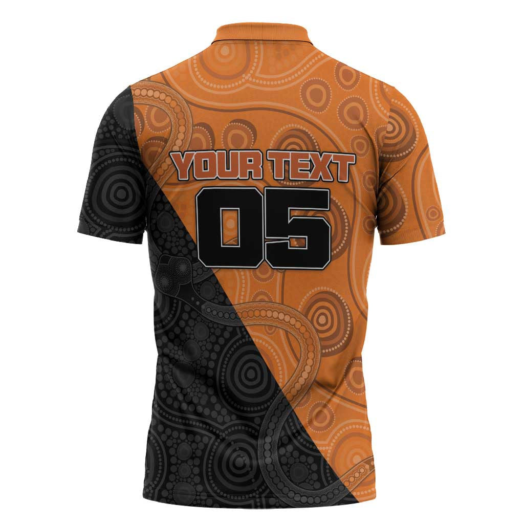 Custom Greater Western Sydney Giants Zipper Polo Shirt Aboriginal Snake Dot Art