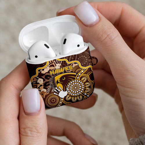 Hawks Football AirPods Case Aboriginal Dot Art Pattern