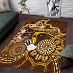 Hawks Football Area Rug Aboriginal Dot Art Pattern