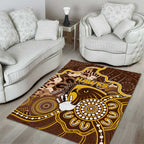 Hawks Football Area Rug Aboriginal Dot Art Pattern