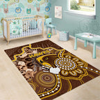Hawks Football Area Rug Aboriginal Dot Art Pattern