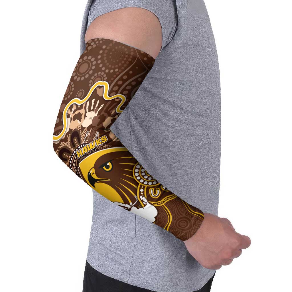 Custom Hawks Football Arm Sleeves Aboriginal Dot Art Pattern