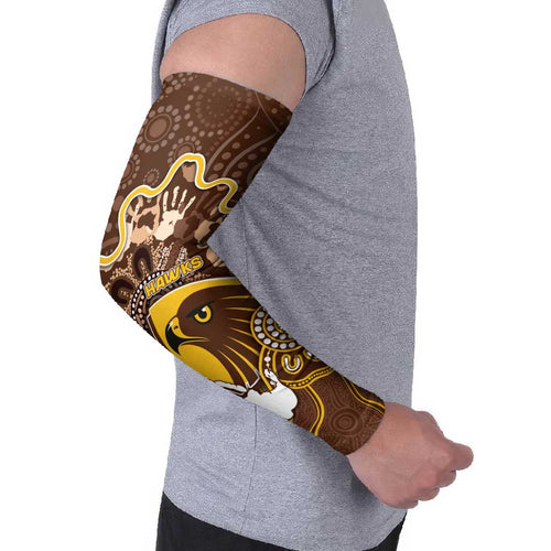 Custom Hawks Football Arm Sleeves Aboriginal Dot Art Pattern