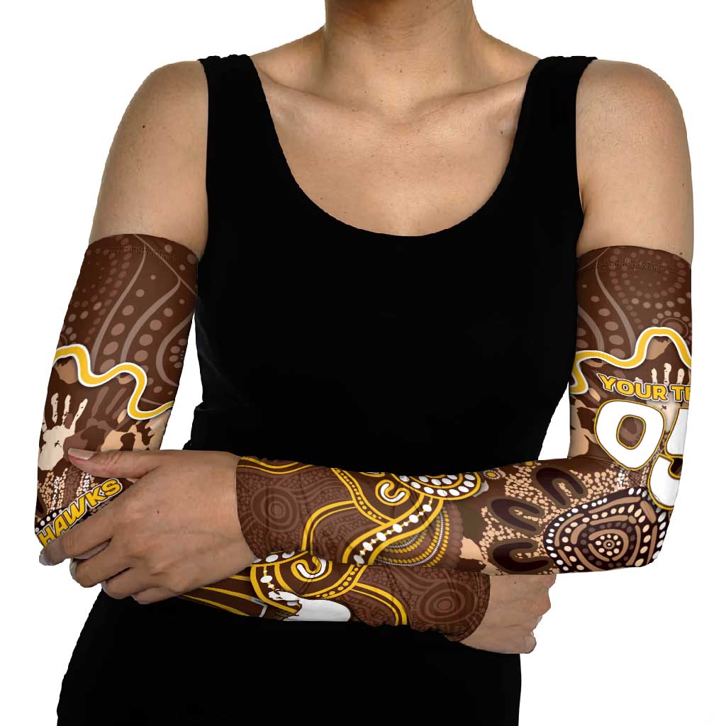 Custom Hawks Football Arm Sleeves Aboriginal Dot Art Pattern