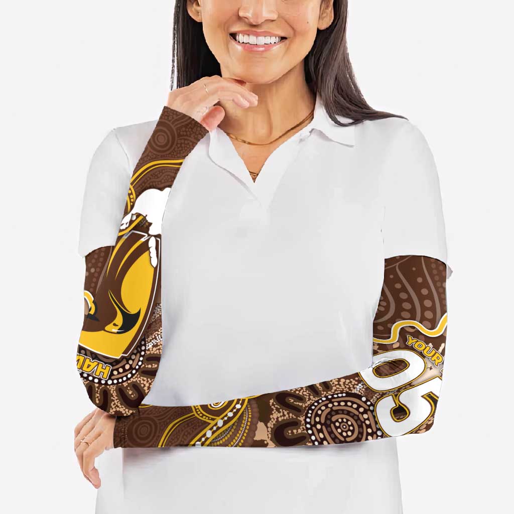 Custom Hawks Football Arm Sleeves Aboriginal Dot Art Pattern
