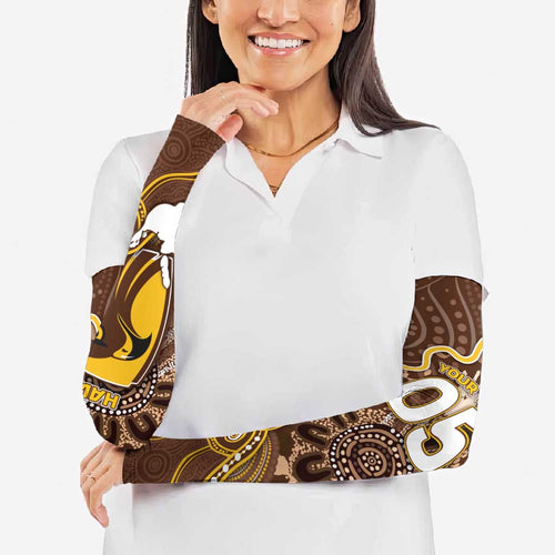 Custom Hawks Football Arm Sleeves Aboriginal Dot Art Pattern