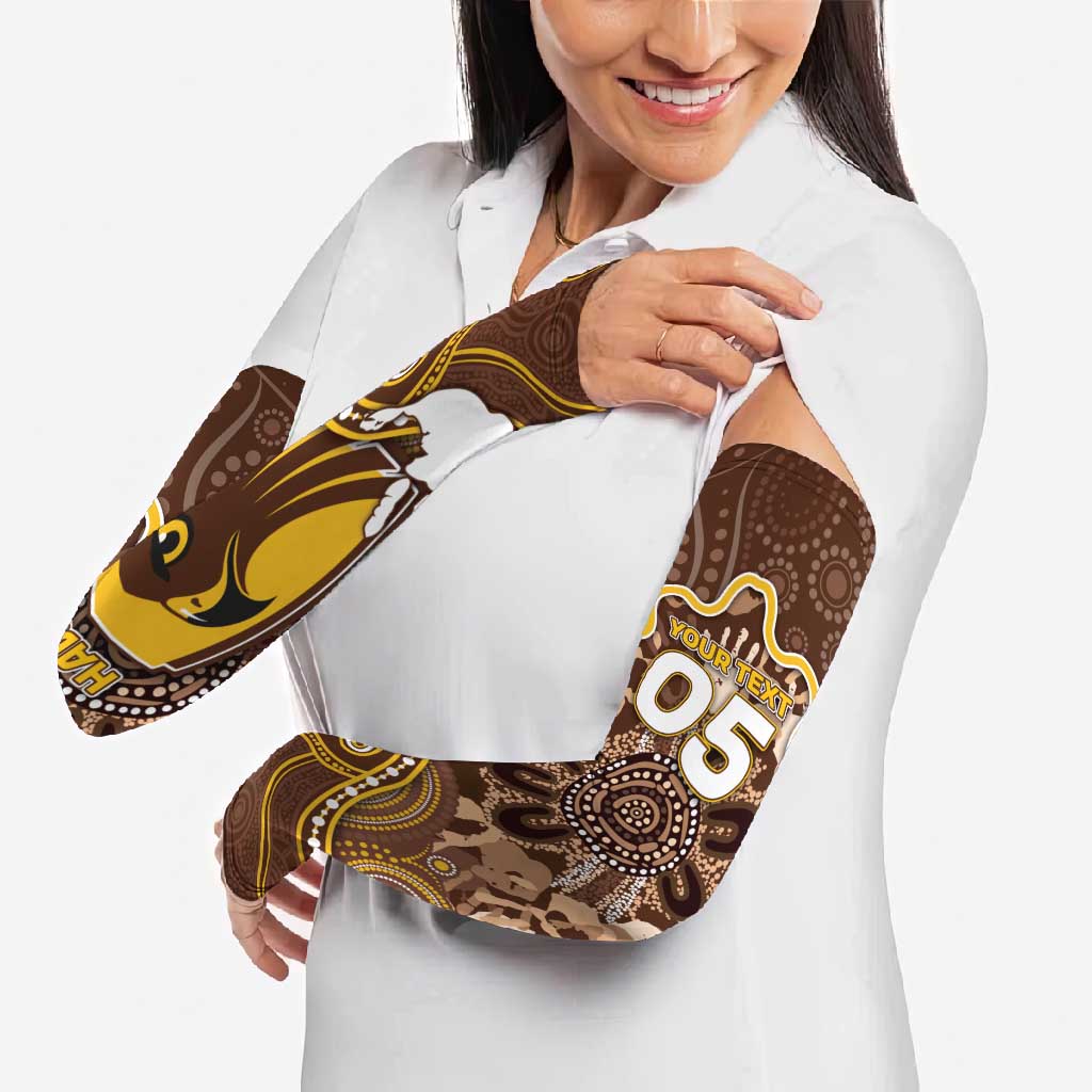 Custom Hawks Football Arm Sleeves Aboriginal Dot Art Pattern