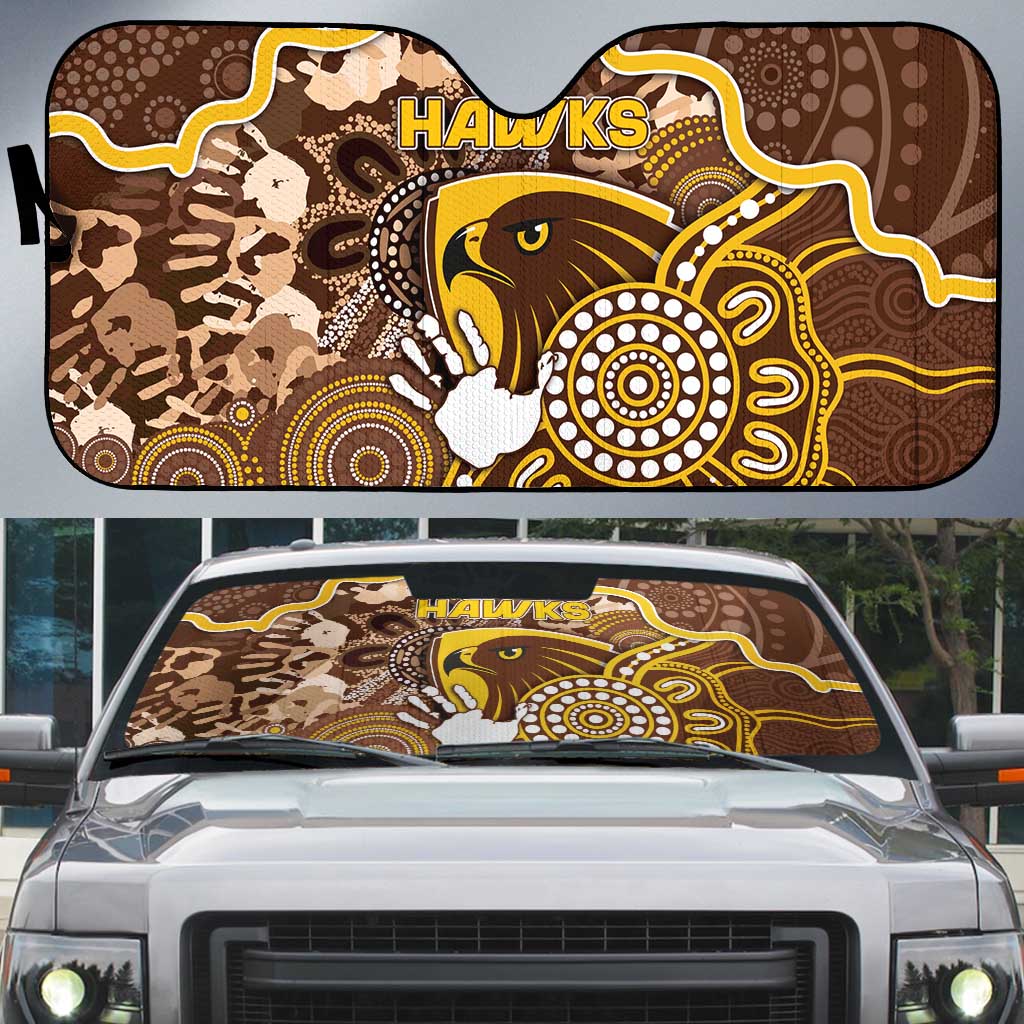 Hawks Football Auto Sun Shade Aboriginal Dot Art Pattern