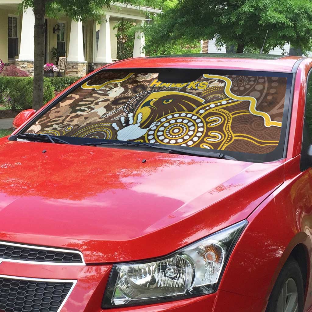 Hawks Football Auto Sun Shade Aboriginal Dot Art Pattern