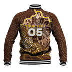Custom Hawks Football Baseball Jacket Aboriginal Dot Art Pattern