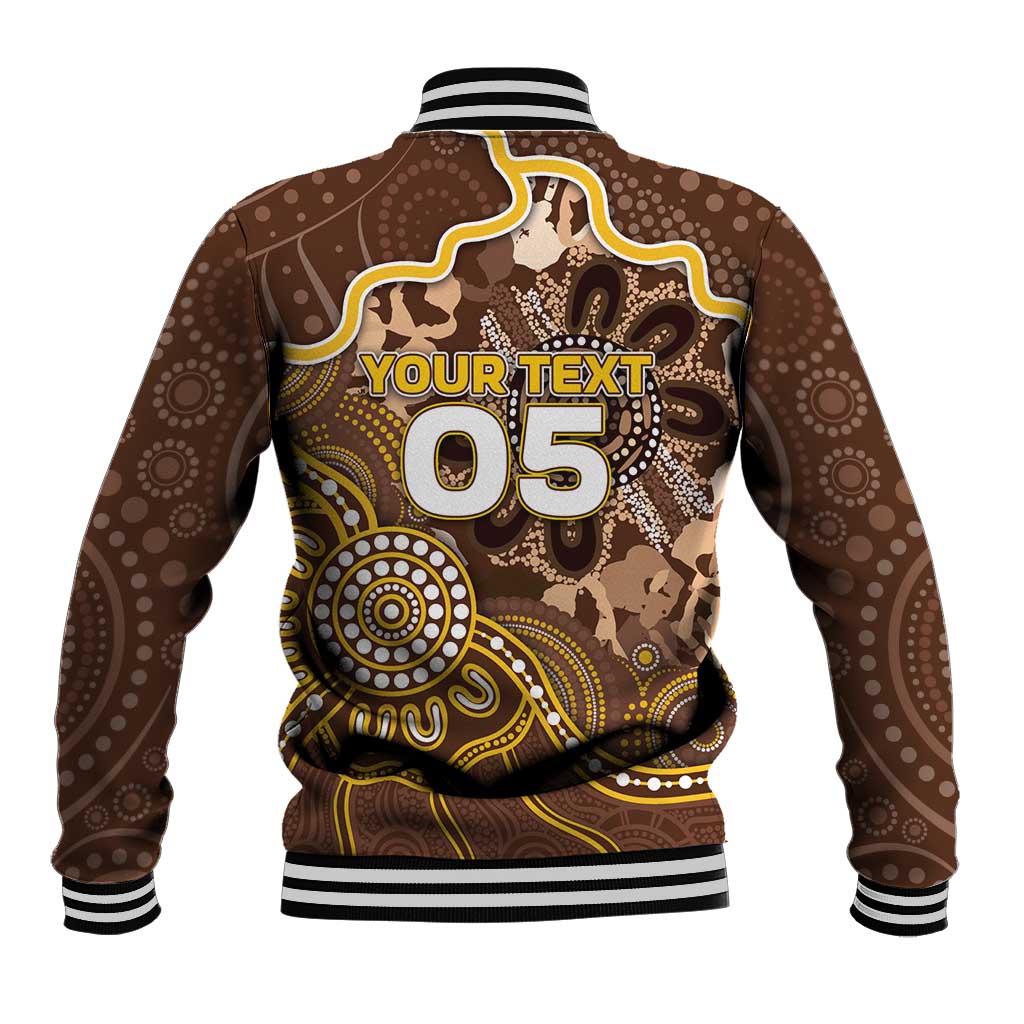 Custom Hawks Football Baseball Jacket Aboriginal Dot Art Pattern