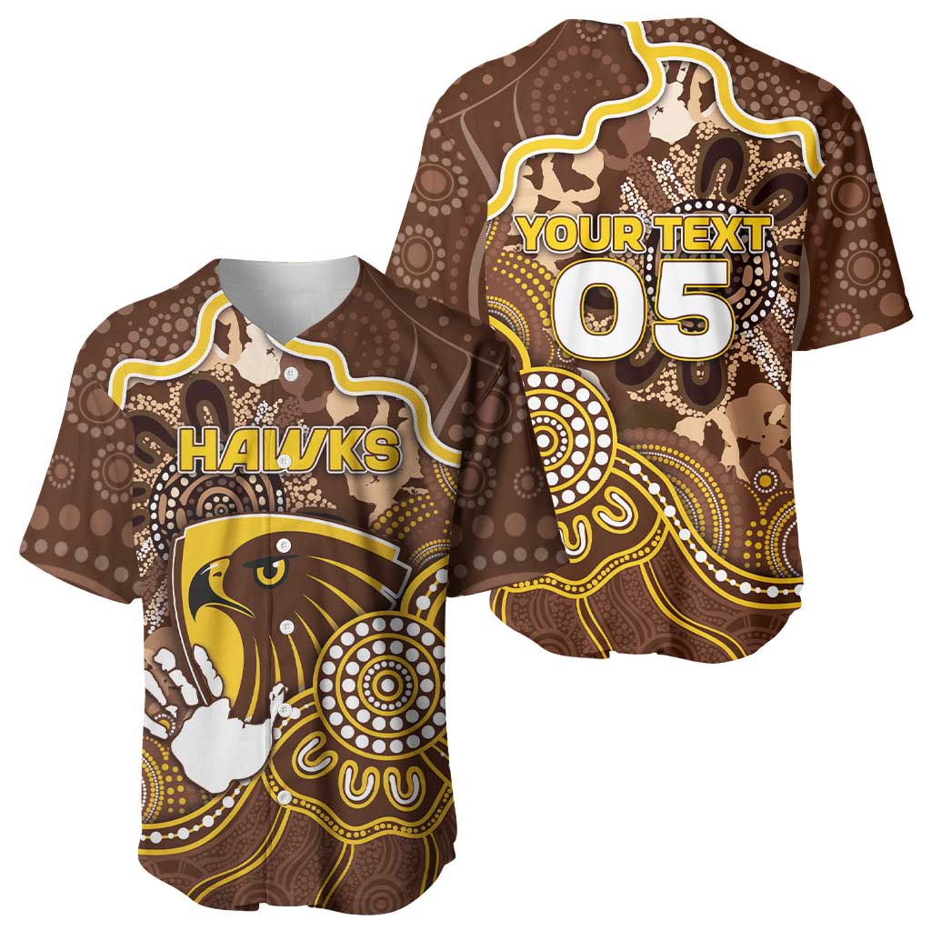 Custom Hawks Football Baseball Jersey Aboriginal Dot Art Pattern