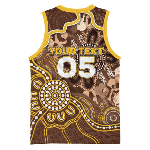 Custom Hawks Football Basketball Jersey Aboriginal Dot Art Pattern