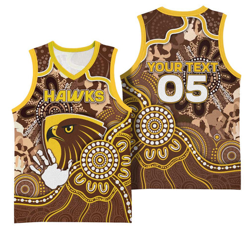 Custom Hawks Football Basketball Jersey Aboriginal Dot Art Pattern