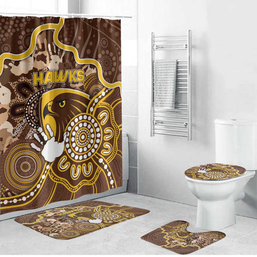 Hawks Football Bathroom Set Aboriginal Dot Art Pattern