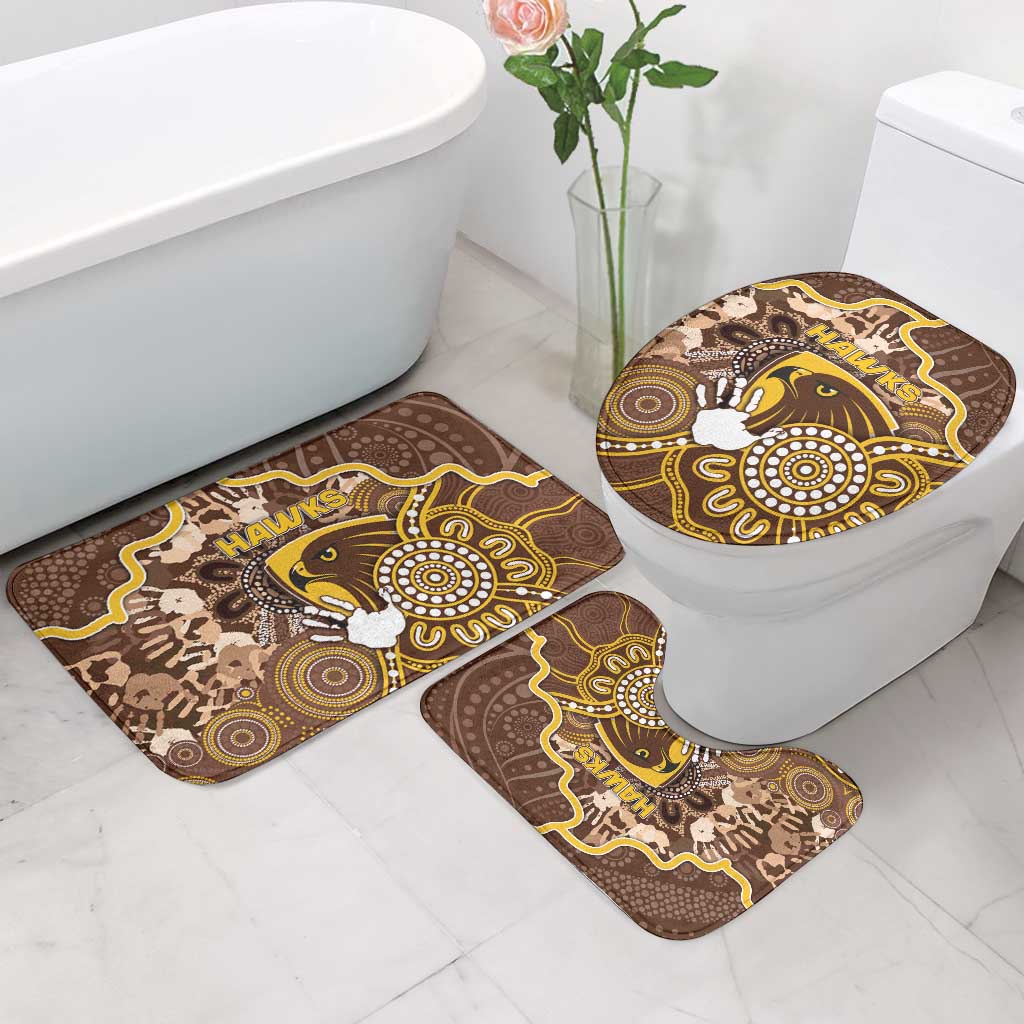 Hawks Football Bathroom Set Aboriginal Dot Art Pattern