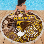 Hawks Football Beach Blanket Aboriginal Dot Art Pattern