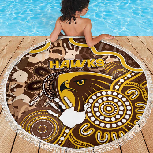 Hawks Football Beach Blanket Aboriginal Dot Art Pattern