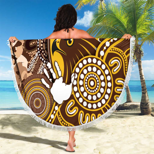 Hawks Football Beach Blanket Aboriginal Dot Art Pattern