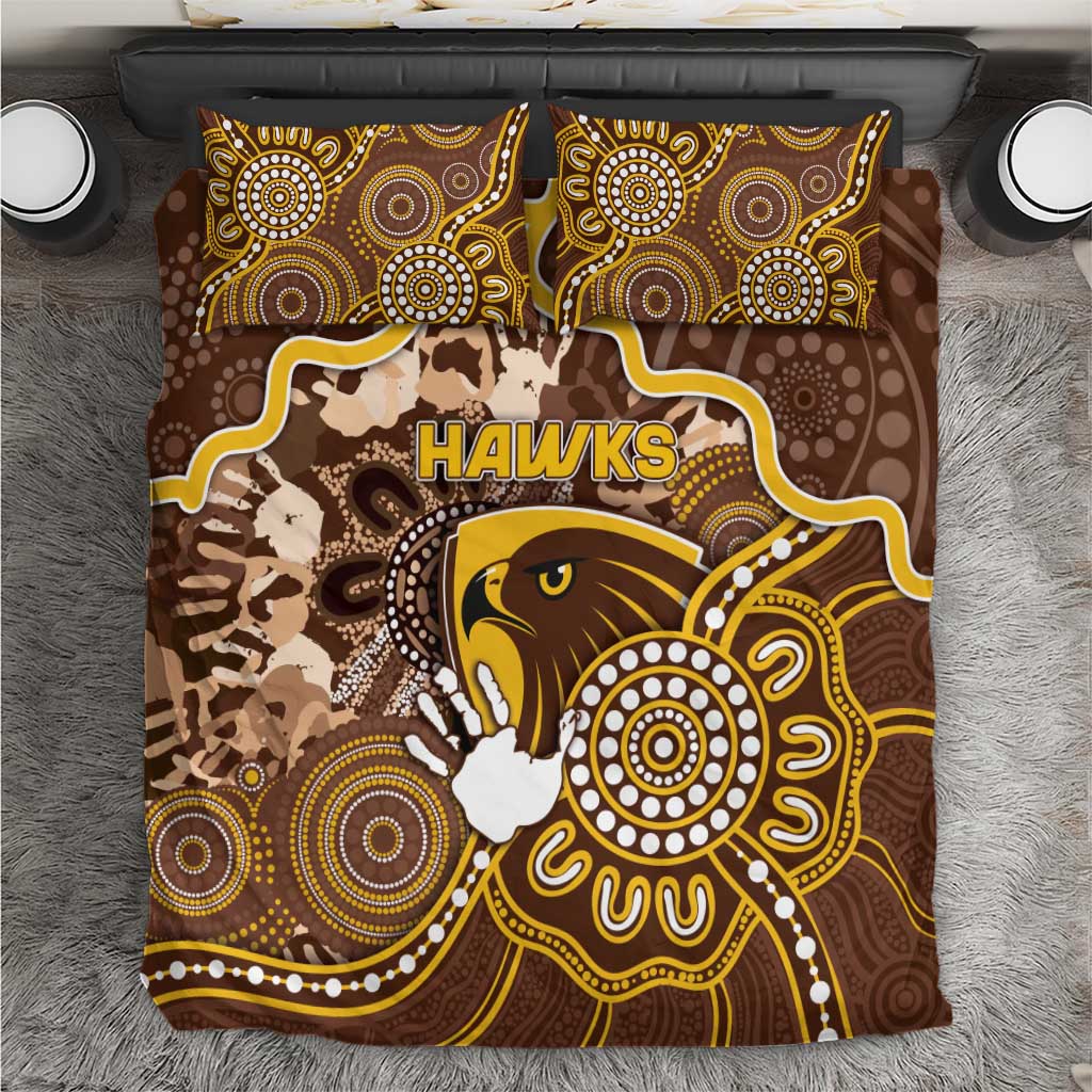 Hawks Football Bedding Set Aboriginal Dot Art Pattern