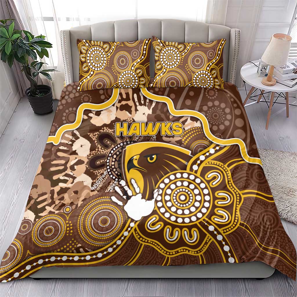 Hawks Football Bedding Set Aboriginal Dot Art Pattern