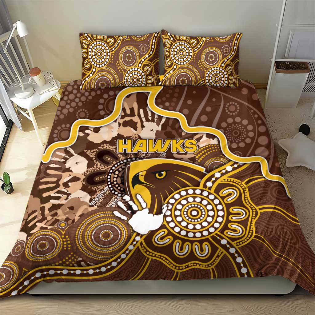 Hawks Football Bedding Set Aboriginal Dot Art Pattern