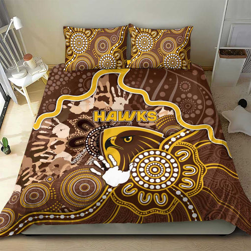 Hawks Football Bedding Set Aboriginal Dot Art Pattern