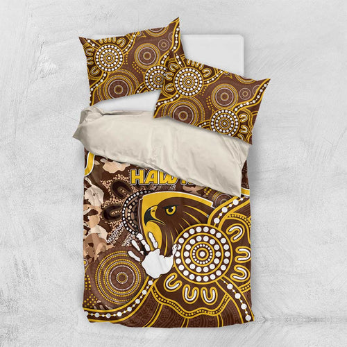 Hawks Football Bedding Set Aboriginal Dot Art Pattern