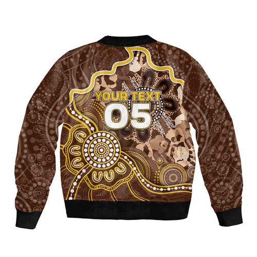 Custom Hawks Football Bomber Jacket Aboriginal Dot Art Pattern