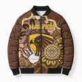 Custom Hawks Football Bomber Puffer Jacket Aboriginal Dot Art Pattern