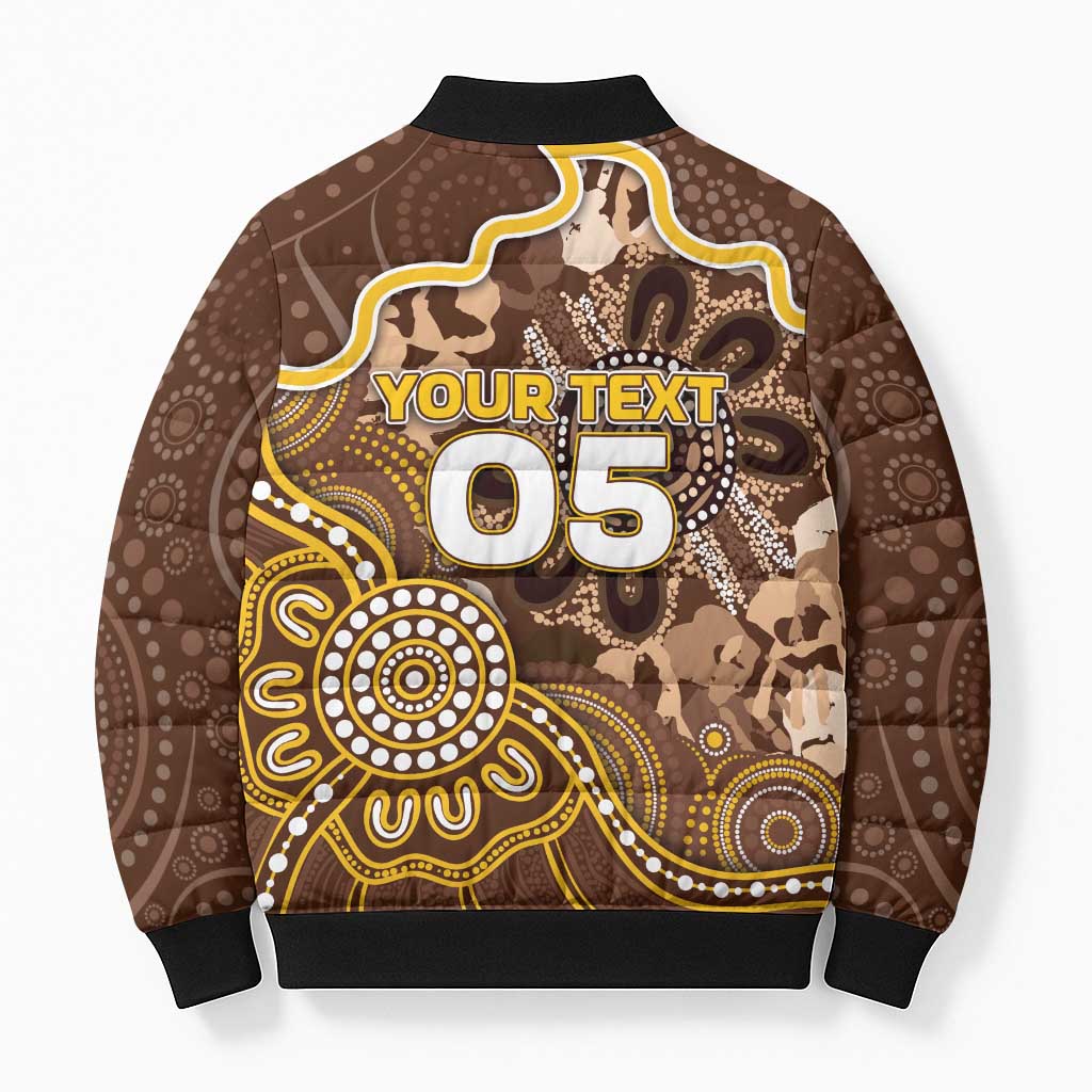 Custom Hawks Football Bomber Puffer Jacket Aboriginal Dot Art Pattern