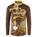 Custom Hawks Football Button Sweatshirt Aboriginal Dot Art Pattern