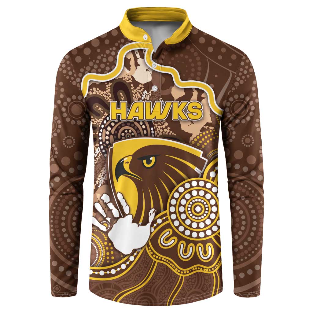 Custom Hawks Football Button Sweatshirt Aboriginal Dot Art Pattern
