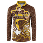 Custom Hawks Football Button Sweatshirt Aboriginal Dot Art Pattern