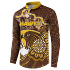 Custom Hawks Football Button Sweatshirt Aboriginal Dot Art Pattern