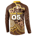 Custom Hawks Football Button Sweatshirt Aboriginal Dot Art Pattern