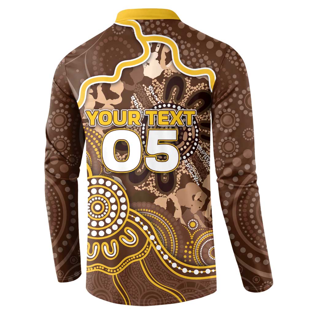Custom Hawks Football Button Sweatshirt Aboriginal Dot Art Pattern