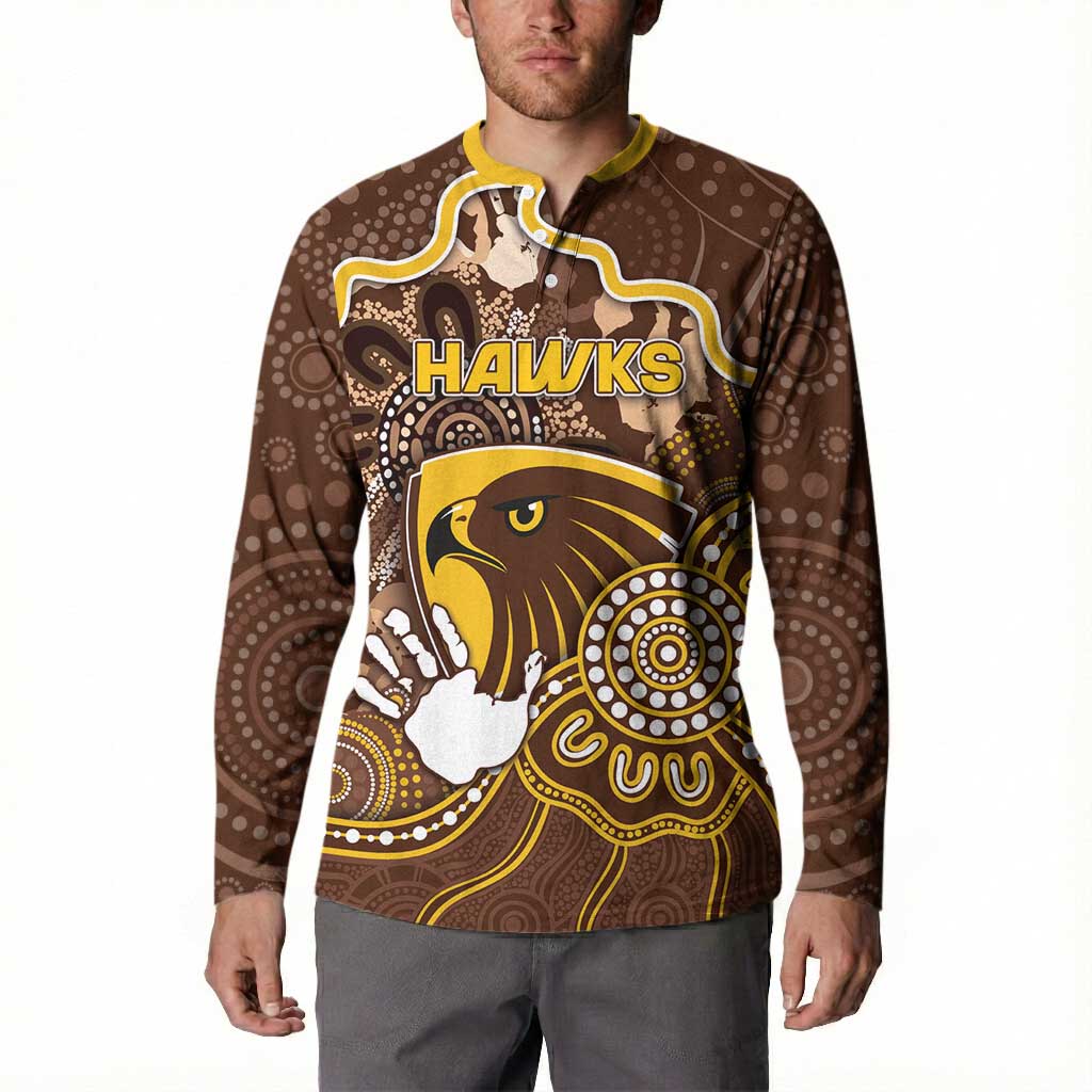 Custom Hawks Football Button Sweatshirt Aboriginal Dot Art Pattern